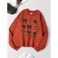 Retro Leopard Print Bow Hoodie for Women