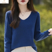 Womens Merino Wool V-neck Pullover Sweater