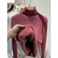 Womens Velvet Lined Turtleneck Sweater