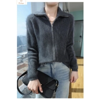 Mink Fur Zipper Cardigan Sweater Jacket