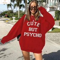 Seeyoushy CUTE BUT PSYCHO Long Sleeve O-neck Ladies Top