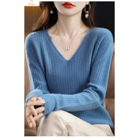 V-Neck Knitted Pullover Sweater for Women