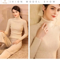 Elegant Black Turtleneck Knit Sweater