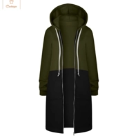 Cardeegan Womens Colour Blocking Hooded Hip Zip Straight Sweatshirt