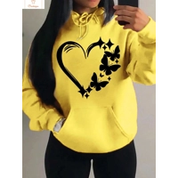 Love and Butterfly Pattern Hip Hop Hoodie