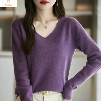 Womens Merino Wool V-neck Pullover Sweater