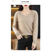 Womens Mink Cashmere V-Neck Sweater