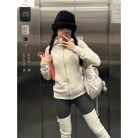 Cropped Grey Zip-Up Hoodie for Women