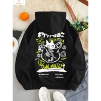 Cute Cat Cartoon Hooded Sweatshirt for Women