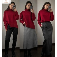 Cardeegan Womens Burgundy Turtleneck Sweater