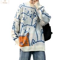 Cartoon Shark Print Oversized Sweater