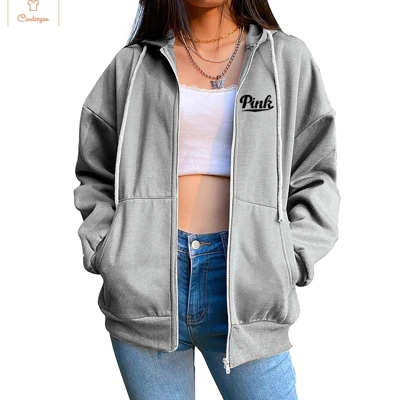 Womens Hooded Zipper Cardigan Sweatshirt