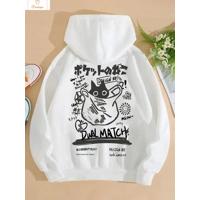 Cute Cat Cartoon Hooded Sweatshirt for Women