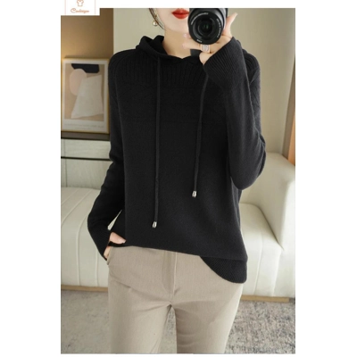 Womens Cashmere Pullover Hoodie Sweater