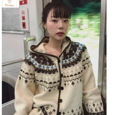 {Womens Retro Hooded Open Cardigan Sweater {Womens Retro Hooded Open Cardigan Sweater