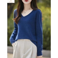 Womens Merino Wool V-neck Pullover Sweater