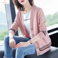 Womens Knitted V-Neck Cardigan Sweater
