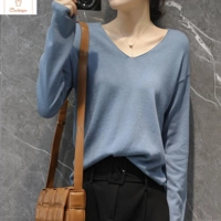 Womens V-Neck Knit Sweater Pullover