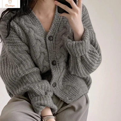 Autumn Winter Soft Wool V-neck Cardigan Autumn Winter Soft Wool V-neck Cardigan
