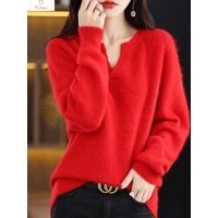 Mink Cashmere V-neck Pullover Sweater