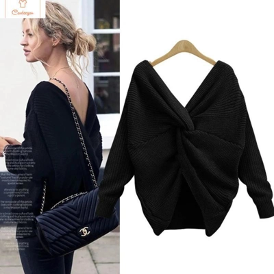 Womens Reversible V-Neck Sweater Top