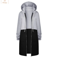 Cardeegan Womens Colour Blocking Hooded Hip Zip Straight Sweatshirt