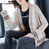 Womens Knitted V-Neck Cardigan Sweater