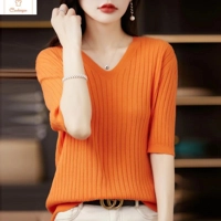 Casual V-neck Knit Sweater for Women