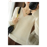 Cashmere V-neck Lace Pullover Sweater
