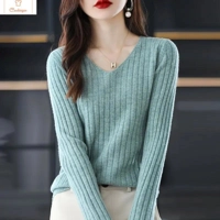 V-Neck Knitted Pullover Sweater for Women