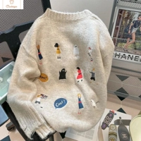 Hip Hop Embroidered Couples Pullover Sweater