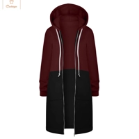 Cardeegan Womens Colour Blocking Hooded Hip Zip Straight Sweatshirt