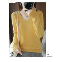 Cashmere V-neck Lace Pullover Sweater