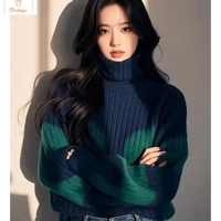 Womens Vintage Turtleneck Wool Sweater