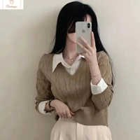 Womens Winter V-Neck Knit Sweater