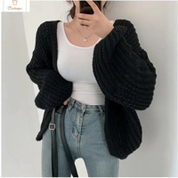 Womens Lantern Sleeve Casual Cardigan Sweater