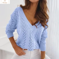 Mocha V-Neck Cutout Knit Sweater