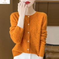 Womens 100% Wool Hollowed Out Cardigan