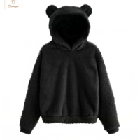 Cute Plush Rabbit Ear Hoodie for Women