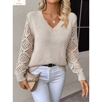 Casual V Neck Knit Sweater for Women