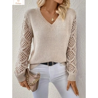 Casual V Neck Knit Sweater for Women