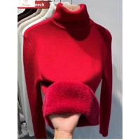 Womens Velvet Lined Turtleneck Sweater