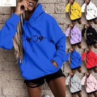 Cardeegan Y2K Heartbeat Print Womens Hoodie
