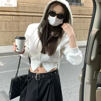 Slim Crop Zip Up Hooded Sweatshirt Women