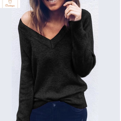 Stylish V Neck Loose Knit Sweater
