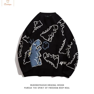 Dinosaur Print Long Sleeve Knit Pullover