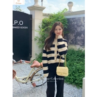 Striped Retro Knit Crop Cardigan