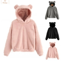 Cute Plush Rabbit Ear Hoodie for Women