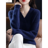 Womens V-neck Loose Knit Sweater