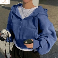 Stylish Velvet Zipper Hoodie for Women